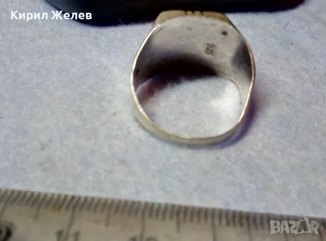 Стар РЪЧНО РЕТРО ОРНАМЕНТИРАН СРЕБЪРЕН ПРЪСТЕН СРЕБРО 925 с ИНКРУСТИРАН ШЛИФОВАН ЧЕРЕН ОНИКС 48234, снимка 7 - Пръстени - 49294556