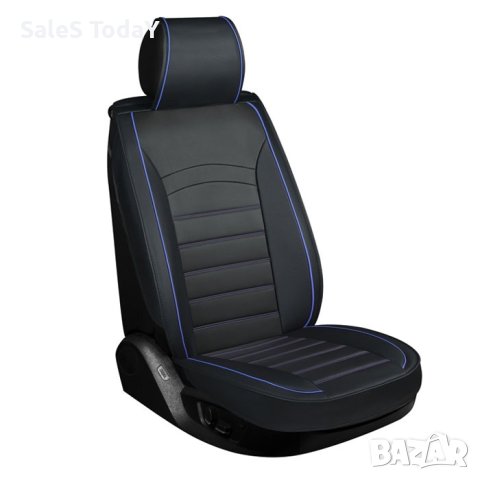 Тапицерия за кола, подложки за седалка, 5 БР, К-Т, черна/ син, снимка 2 - Аксесоари и консумативи - 40744656