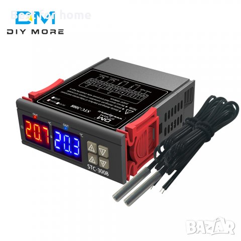 Цифров термометър/термостат STC-3008, двоен с външни сензори -55°C- 120°C, 12V, снимка 2 - Друга електроника - 37899489