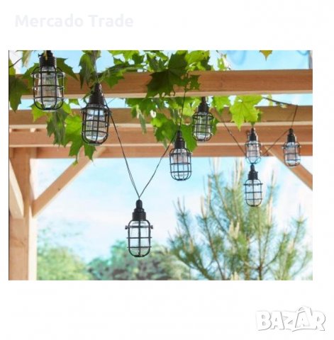 Комплект лампи Mercado Trade, LED соларни лампи, Светлинна верига, 10бр, Черен