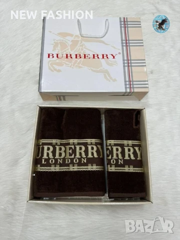 Памучни Хавлии -2бр с Кутия ✨ BURBERRY 