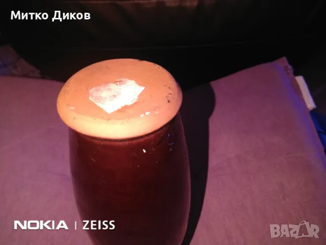 Керамична ваза отлична кафява с бяло Н-203мм фи долу-60мм и горе 76мм, снимка 6 - Вази - 47946278