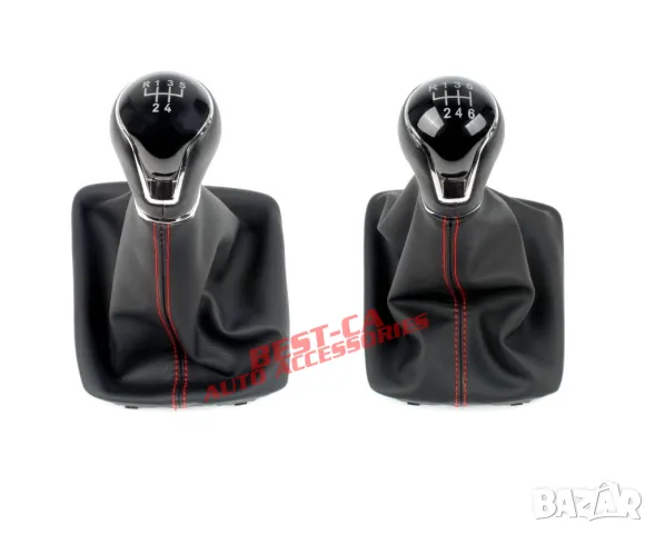 Топка скоростен лост с маншон червен шев подходящ за Seat Leon 3 Mk3 5F 5 и 6 скорости (2013-2020)