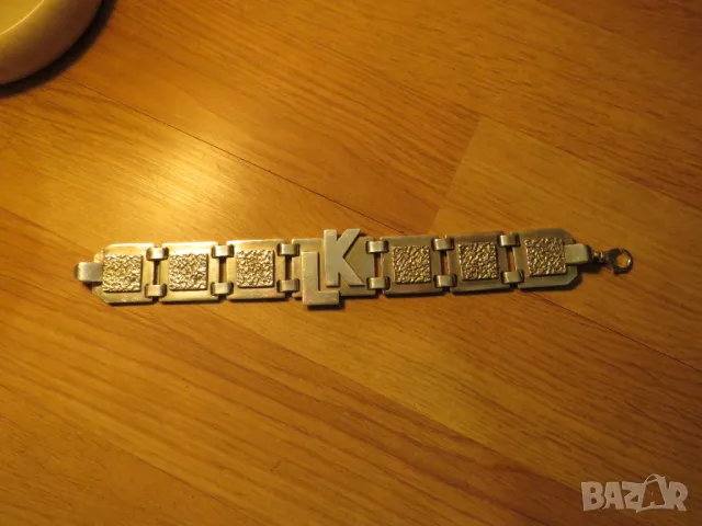 Старинна масивна мъжка сребърна гривна със здрава плетка и ковано сребро., снимка 2 - Гривни - 50026248