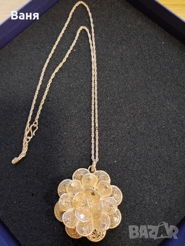 сребърно колие цвете, снимка 5 - Колиета, медальони, синджири - 53212932