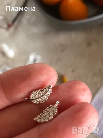 Сребърни обеци с цирконии цвете/ листа проба 925 , снимка 12 - Обеци - 48244654