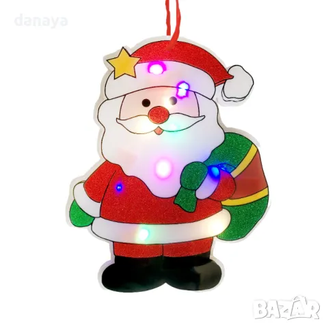 5296 Светеща коледна украса за стена Дядо Коледа Елха Снежко, 19 см, снимка 4 - Декорация за дома - 47605397