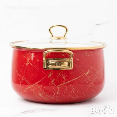 Тенджера Goldmann GM 8017-26R, 26x16см.\8.5л., Емайл, Индукция, Червена, снимка 7 - Съдове за готвене - 49412923