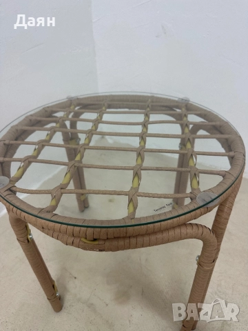 Кръгла градинска масичка от ратан и подсилено стъкло Outsunny , снимка 9 - Градински мебели, декорация  - 52669085