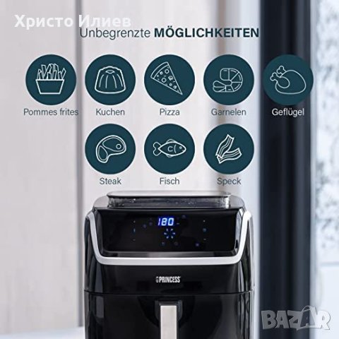 Air fryer ЕЪР ФРАЙЪР 2 в 1 фритюрник с горещ въздух без мазнина уред за готвене на пара 1700 W 6,5L, снимка 5 - Фритюрници - 40857104