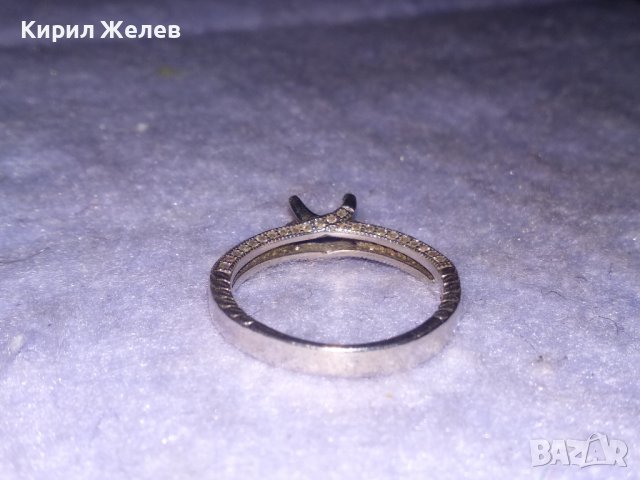 ГОДЕЖЕН СРЕБЪРЕН ПРЪСТЕН СРЕБРО 925 с БЯЛА ПОЗЛАТА и ЦИРКОНЧЕТА с ГНЕЗДО за ВГРАЖДАНЕ на КАМЪК 36475, снимка 10 - Пръстени - 39643113