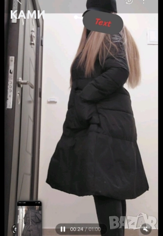 Дамско дълго Черно зимно яке , снимка 3 - Якета - 52060807