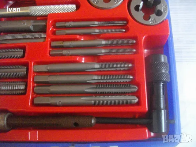 М3-М12 НОВ НЕМСКИ СТАРО КАЧЕСТВО РЕЗБОНАРЕЗЕН КОМПЛЕКТ МЕТЧИЦИ И ПЛАШКИ ВЪНШНИ/ВЪТРЕШНИ РЕЗБИ 40 БР., снимка 5 - Други инструменти - 48922156