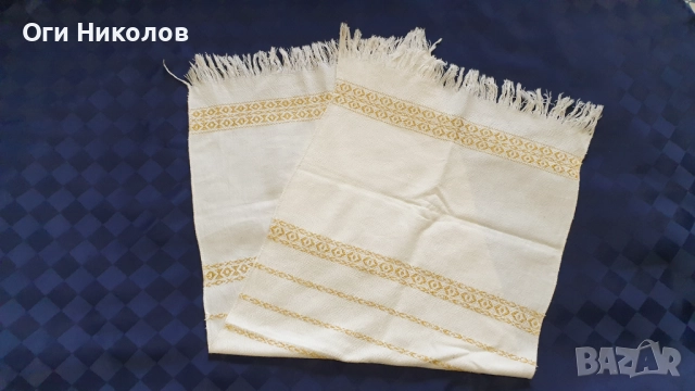 Кърпа,месал от фин кенар и везани орнаменти от сърма, снимка 3 - Антикварни и старинни предмети - 51993660