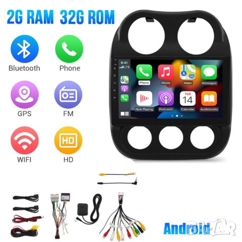 Мултимедия, Двоен дин, за Jeep Compass, 10" инча, Андроид, навигация, плеър, с Android, JEEP Patriot, снимка 3 - Аксесоари и консумативи - 43806772