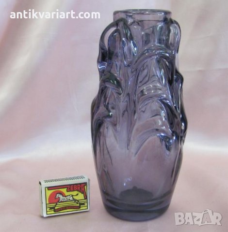 Стара Мурано Кристално Стъкло масивна виолетова Ваза, снимка 9 - Антикварни и старинни предмети - 27621105