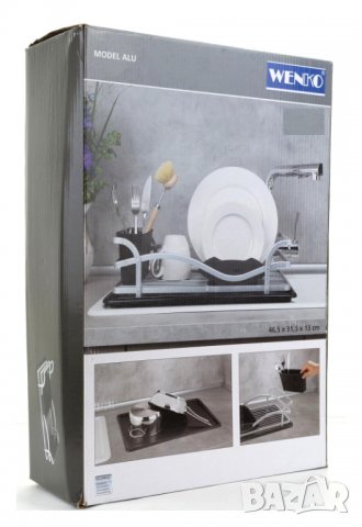 Алуминиев сушилник за съдове с тавичка Wenko, снимка 6 - Сушилници - 38327704