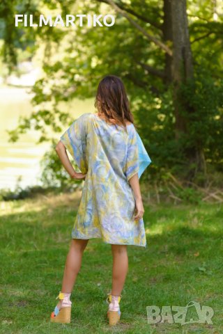 Ръчно рисувана копринена туника "Индийските слонове", снимка 3 - Туники - 38407006