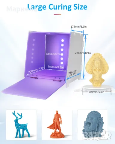 Geeetech UV Curing Light Box for LCD/DLP/SLA 3D , машина за бързо втвърдяване на смола с контрол, снимка 6 - Други машини и части - 47494475