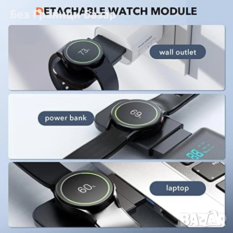 Ново Samsung 3 in 1 зарядно: телефон, часовник, слушалки + USB кабел, снимка 3 - Друга електроника - 51500111