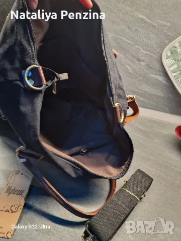 Голяма тежка платнена чанта с цип, снимка 6 - Чанти - 48880486