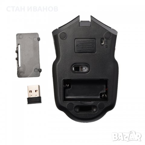Геймърска безжична мишка с 6 бутона / 2.4GHz Wireless Gaming Optical Mouse, Черна, снимка 3 - Клавиатури и мишки - 36874419