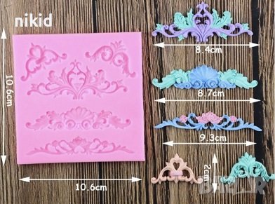 ОР53 Едри орнаменти силиконов молд форма декорация торта фондан шоколад и др, снимка 2 - Форми - 25749354