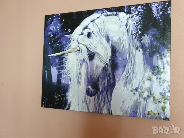 Картина рисувана акрил 40-50см еднорог , снимка 3 - Картини - 28422992