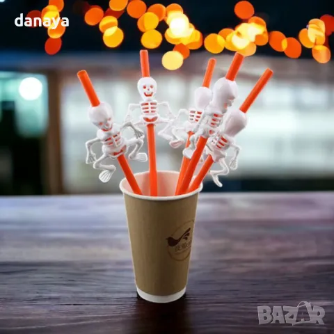 5216 Halloween сламки за парти с черепи, 5 броя, снимка 5 - Аксесоари за кухня - 47243122