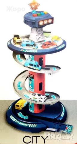 Писта, гараж, паркинг на бъдещето с 3 коли 058103, снимка 3 - Коли, камиони, мотори, писти - 48302347