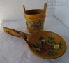 Красиви дървени, рисувани лъжица с дръжка и съд - каче, снимка 2