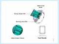Пръстен със смарагдов зелен син 925 сребърен посребрен пръстен за за жени годежен за момичета скъпоц, снимка 7