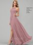 Абитуриентски рокли от шифон с дължина до пода с трапезарно деколте и разцепена предна част EU38 M-1, снимка 3