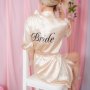 Bride 🖤 сатенен халат в цвят шампанско 🌺, снимка 1 - Сватбени аксесоари - 33160375