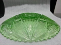 Стара стъклена фруктиера цветно зелено стъкло , снимка 5
