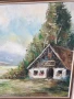Herman 108х69см/стара голяма картина масло върху платно/пейзаж/къща-път-гора/дървена рамка, снимка 2
