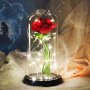 Вечна роза/Роза в стъкленица с LED светлини-20х11 см./изкуствена роза, снимка 1 - Изкуствени цветя - 31746007