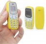 Мини телефон, BM10, с промяна на гласа, малък телефон, L8Star BM10, Nokia 3310 Нокия, жълт, снимка 1 - Телефони с две сим карти - 37122782