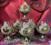 Ръчно изработен сервиз за коняк в старинно злато от 6 части, снимка 1