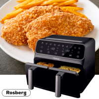 Фритюрник AirFryer Rosberg Premium RP51980N, 1700W, 2съда x 4л., Горещ въздух, Таймер, до 200°C, Чер, снимка 7 - Фритюрници - 44895557