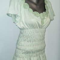 Дизайнерска блуза тип туника с плетена дантела "DKNY"®, снимка 1 - Туники - 28199127