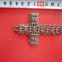 Старинен ажурен метален кръст , снимка 1 - Колекции - 43222838