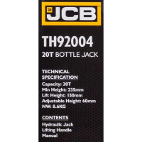 Хидравличен крик JCB ТH92004, тип бутилка, 20т, снимка 6 - Други инструменти - 44872719