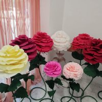 Големи рози на стойка/стебло за декорация или подарък, снимка 1 - Подаръци за сватба - 43953944