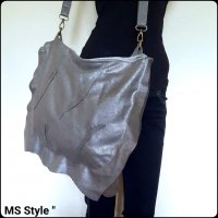 Асиметрична дамска чанта от естествена кожа! Ръчна изработка!, снимка 5 - Чанти - 25870401