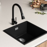 Кухненска Мивка от Гранит модел Лондон Слим 460 x 440 мм - черен, снимка 8 - Други - 38223314