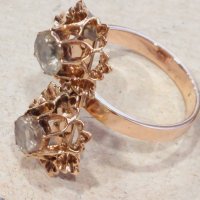 Стар дамски златен пръстен с диаманти, снимка 2 - Пръстени - 43574682