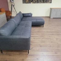Тъмно сив ъглов кожен диван "Odelle", снимка 10 - Дивани и мека мебел - 43286094