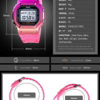 Skmei Дамски цифров ръчен часовник с галванично покритие Прозрачна каишка Удароустойчив, снимка 6 - Дамски - 44859164