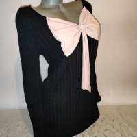 Дълъг пуловер с панделка р-р М , снимка 1 - Блузи с дълъг ръкав и пуловери - 43134595